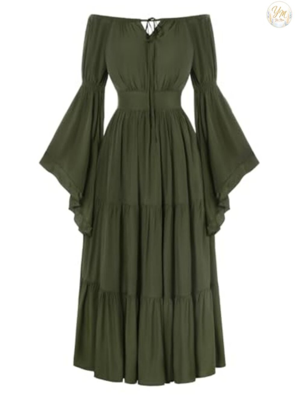 Renaissance Dress Long Sleeve Off Shoulder Ruffled Bell Sleeves Maxi Costume
